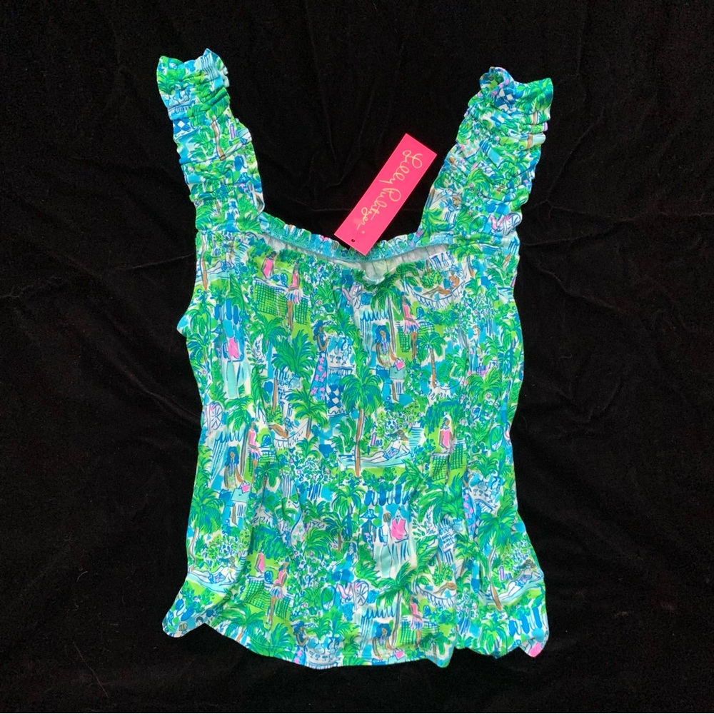 NWT Lilly Pulitzer “Lilly on Holiday” Knit Pajama SET Top & Pants Both Sz Small